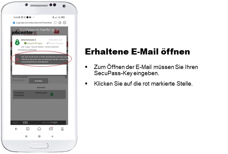 Instructions for using encrypted e-mail communication via Ftapi