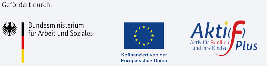 Abbildung Logo Bundesministerium für Arbeit und Soziales, Europäische Union und Aktif Plus