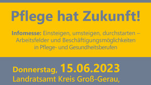 Ein Flyer mit Informationen zur Infomesse Pflege und Gesundheit ist abgebildet
