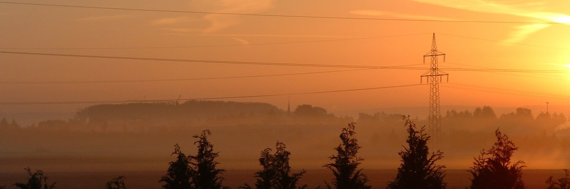 Sonnenuntergang mit Bäumen im Vordergrund